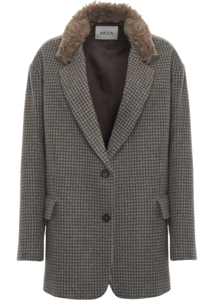Sacou Single-breasted blazer with fur collar