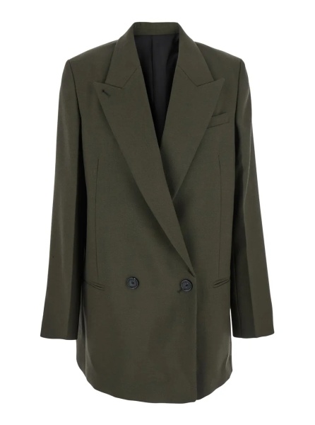 Sacou TOTÊME Green Double-Breasted Jacket with Peak Revers in Wool Blend Woman