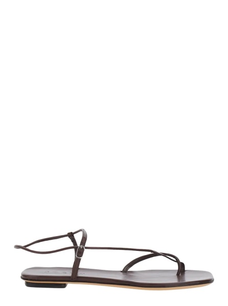 Sandale Brown Leather Sandals with Logo Imprinted on Insole for Women