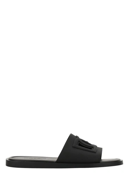 Sandale Dolce & Gabbana negre din cauciuc