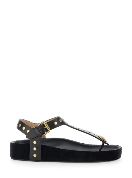 Sandale 'Enore' Black Sandals with Stud Details in Leather Woman