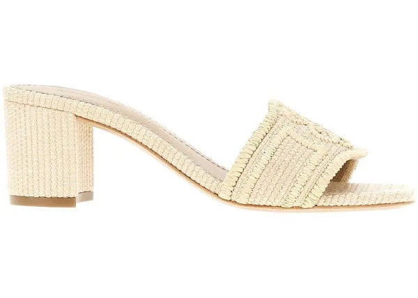 Sandale Woven raffia mules with EA logo