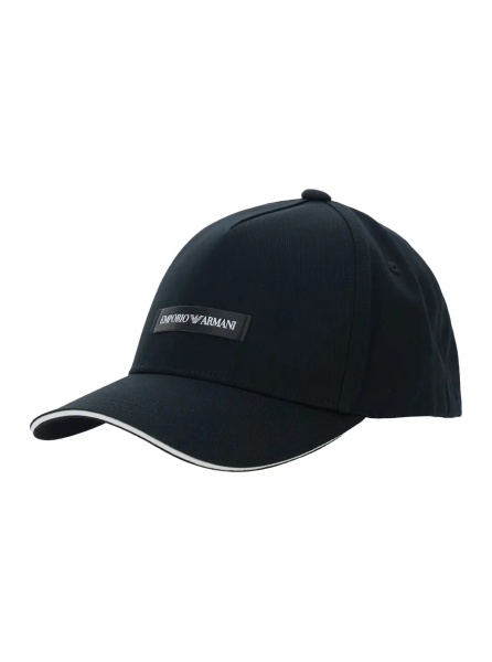 Sapca Black Baseball Cap with Logo Patch on the Front in Cotton Man