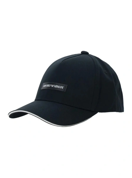 Sapca Black Baseball Cap with Logo Patch on the Front in Cotton Man
