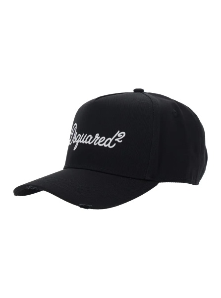 Sapca DSQUARED2 Black Cotton Baseball Cap with Front Logo Lettering for Men