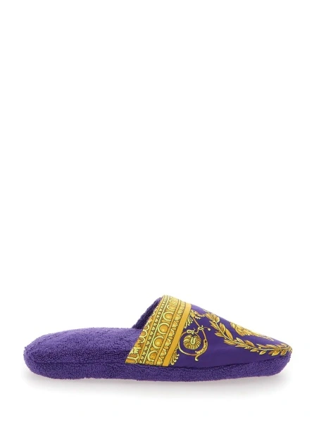 Slapi Purple Slippers with Baroque Print in Fabric home