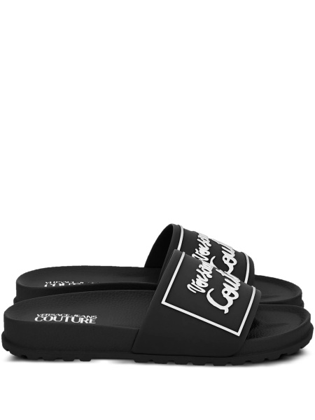 Slapi Versace Jeans Couture negri din cauciuc