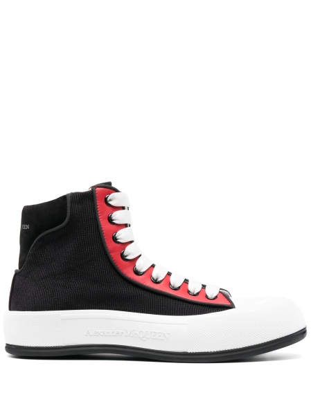 Sneakers Alexander McQueen tread slick negri din material textil si piele