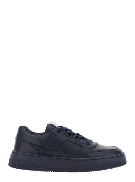 Sneakers Blue Low Top Sneakers with Logo Patch on the Tongue in Leather Boy