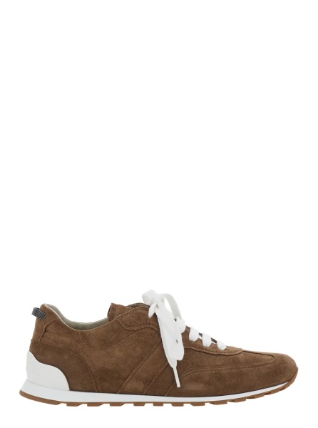 Sneakers Brown Low Top Sneaker with Monile detail on the back in Suede for Women
