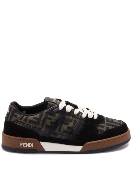 Sneakers Fendi maro din material textil si piele