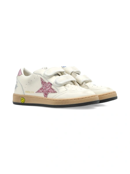 Sneakers Golden Goose albi din sclipici si piele