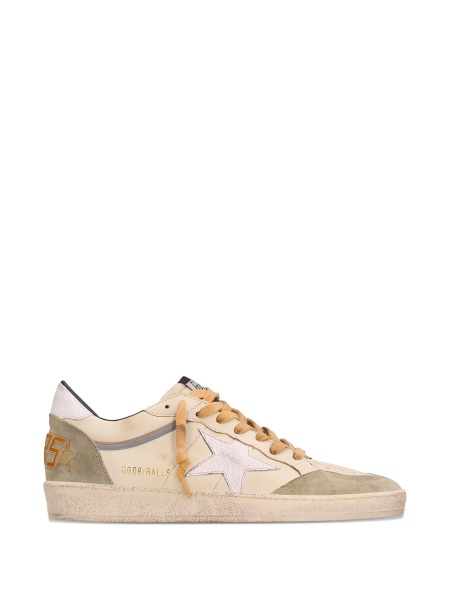 Sneakers Golden Goose ball star neutri din piele intoarsa si piele