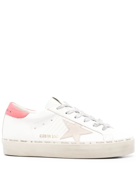 Sneakers Golden Goose hi star albi din piele
