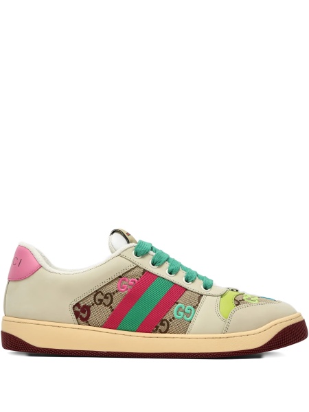 Sneakers Gucci neutri din piele si material textil