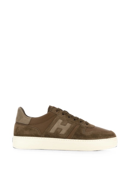 Sneakers Hogan maro din piele si piele intoarsa