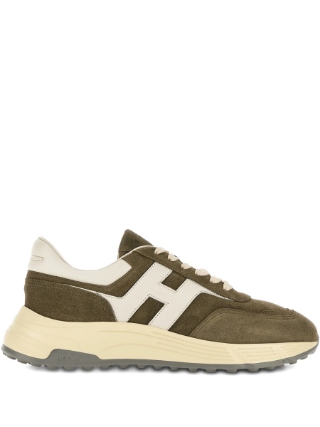 Sneakers Hogan verzi din piele intoarsa si piele