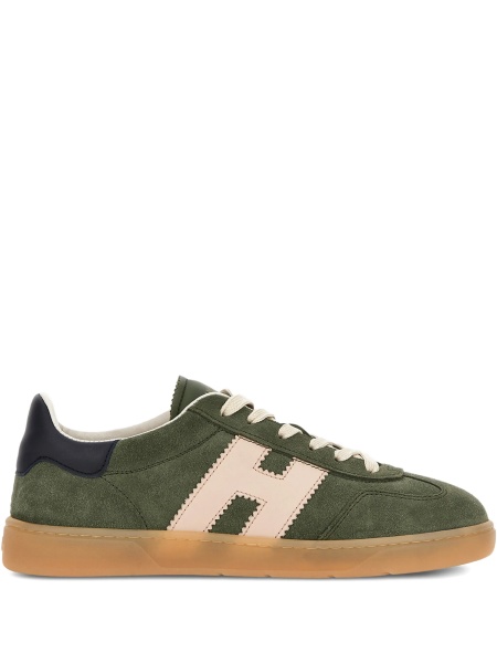 Sneakers Hogan verzi din piele si piele intoarsa