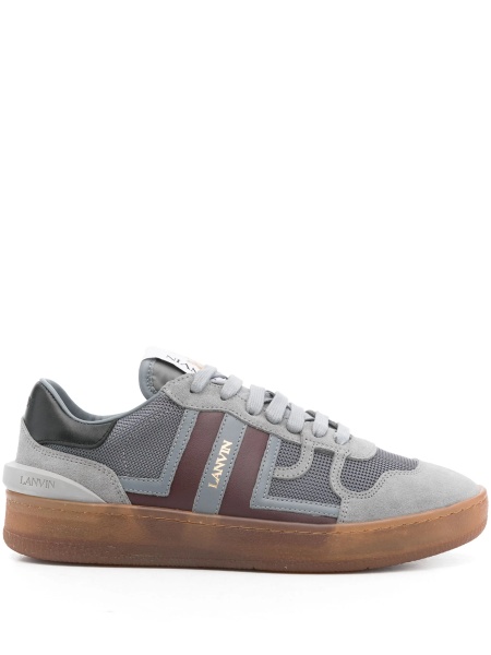 Sneakers Lanvin gri din piele intoarsa si material textil