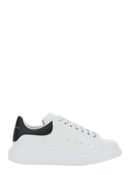 Sneakers Low Top Sneaker 'Alexander McQueen' with logo lettering on tongue and contrasting heel in white and black leather for men