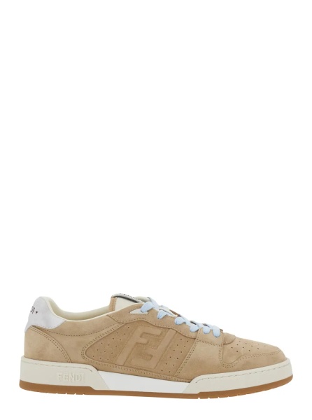 Sneakers 'Match' beige Sneaker with Logo Patch on the Tongue and FF logo on the side in suede Men