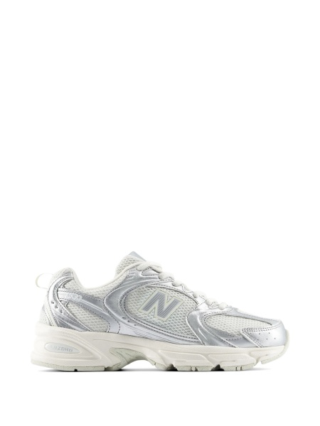 Sneakers New Balance argintii din poliuretan si plasa