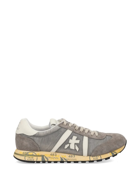 Sneakers Premiata gri din piele si poliamida