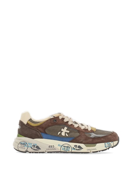 Sneakers Premiata maro din piele si poliamida
