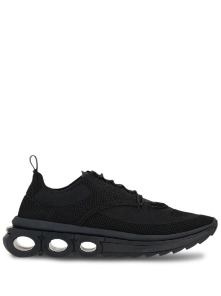 Sneakers Salvatore Ferragamo gancini negri din material textil si piele