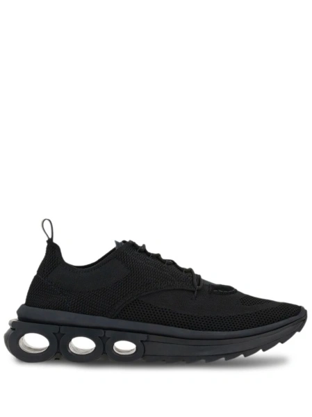 Sneakers Salvatore Ferragamo gancini negri din material textil si piele