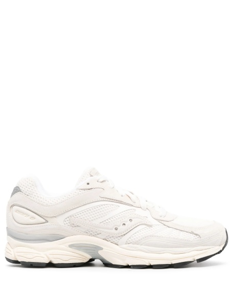 Sneakers Saucony albi din material textil si piele intoarsa