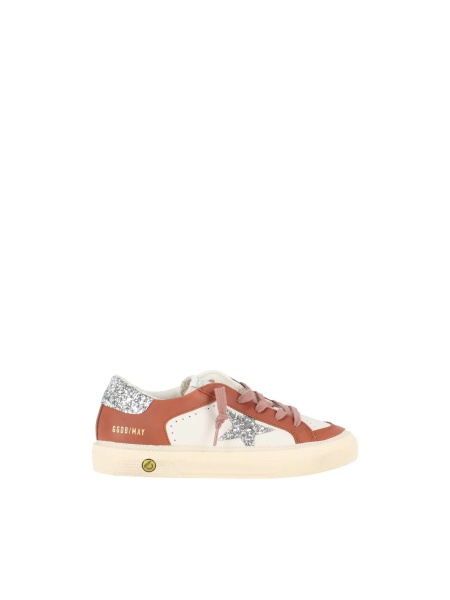 Sneakers SNEAKERS MAY LEATHER UPPER AND TOE GLITTER STAR AND HEEL WHITE/BORDEAUX/SILVER