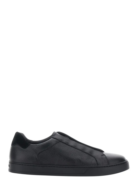 Sneakers 'Spencer' black Low Top Sneakers with slip-on design in Grained leather for men