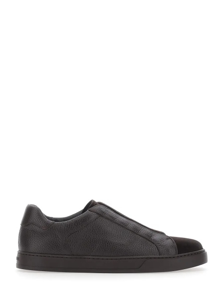 Sneakers 'Spencer' Brown Low Top Sneakers with slip-on design in leather for men