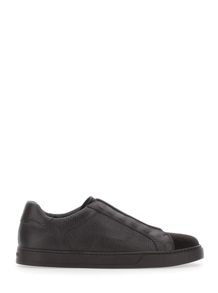 Sneakers 'Spencer' Brown Low Top Sneakers with slip-on design in leather for men