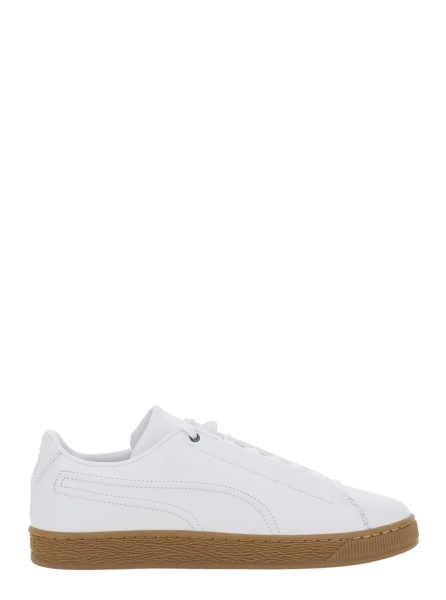 Sneakers White low top sneakers with laces on the front in leather for men