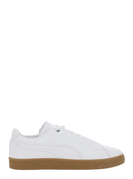 Sneakers White low top sneakers with laces on the front in leather for men