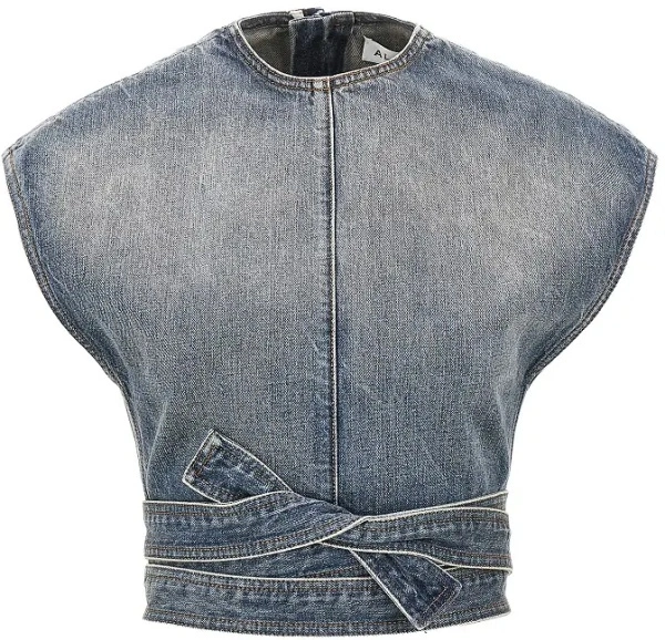 Top Alaïa albastru din denim