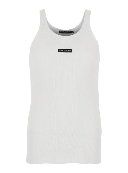Top Dolce & Gabbana alb din bumbac