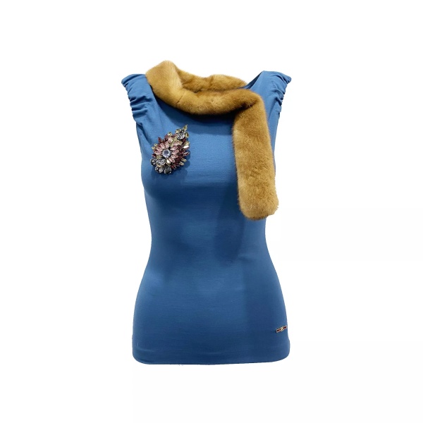 Topuri Dsquared2 Mink Collar Sleeveless Top