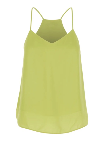 Topuri Green Top with V-Neck in Viscose for Women