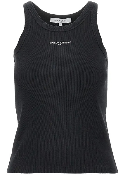 Topuri MAISON KITSUNÉ Logo print ribbed tank top
