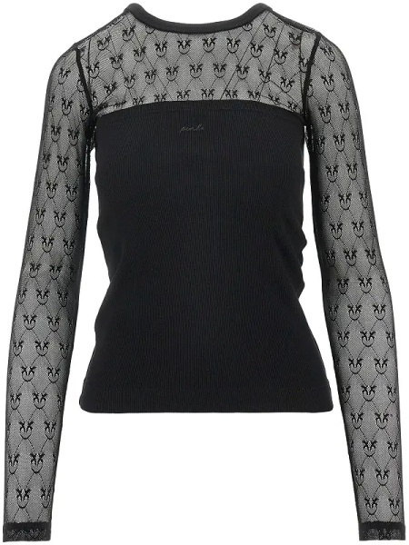 Topuri Ribbed jersey and Love Birds lace top