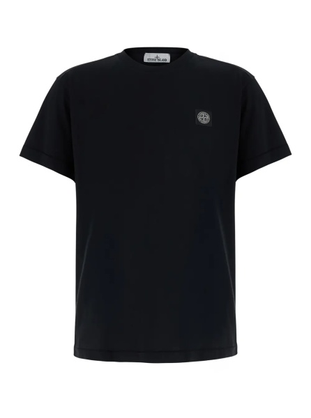 Tricou black Crew neck T-shirt with logo patch on the front in cotton for men