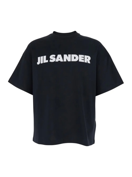 Tricou Black Crew Neck T-Shirt with Maxi Logo Lettering on the Front in Cotton for Men