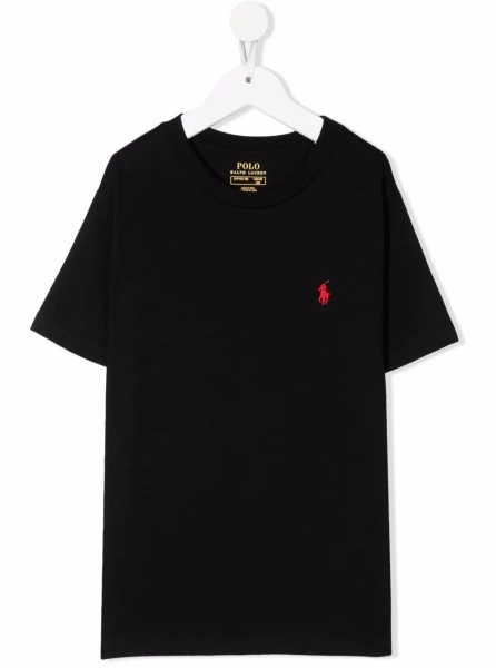 Tricou Black T-Shirt 'Polo Ralph Lauren' with Front Logo for Girls