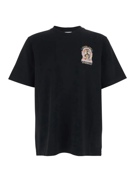Tricou Black T-Shirt with Logo Detail on the Front and Maxi Logo Print on the Back in Cotton Man's Cotton