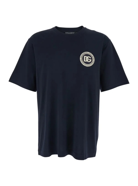 Tricou Blue T-Shirt with Logo Embroidery on the Front for Men