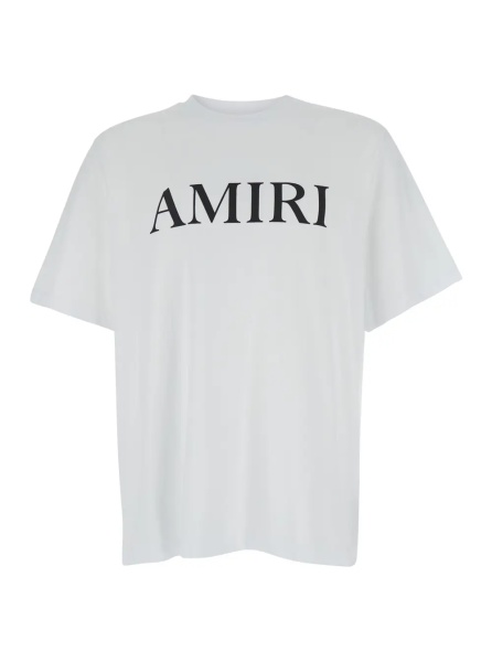 Tricou Crew Neck T-Shirt with Logo Lettering Print in White Cotton for Men