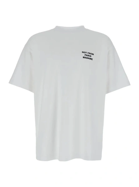 Tricou DRÔLE DE MONSIEUR alb din bumbac 'Le T-Shirt Slogan'